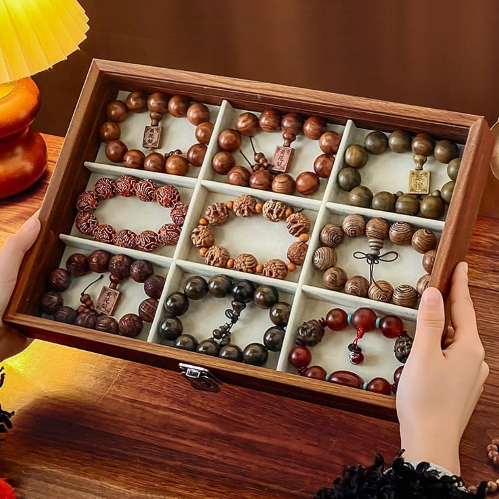 

Large Capacity Jewelry Storage Box Dust-proof Jewelry Display Box Jewelry Display Gray 12 Grid