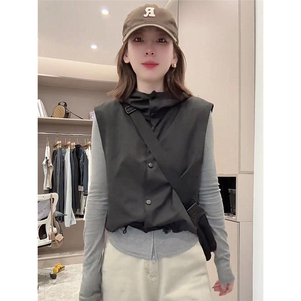 Dámská bezrukávová vesta s kapucí v evropském stylu - Jarní kolekce 2025