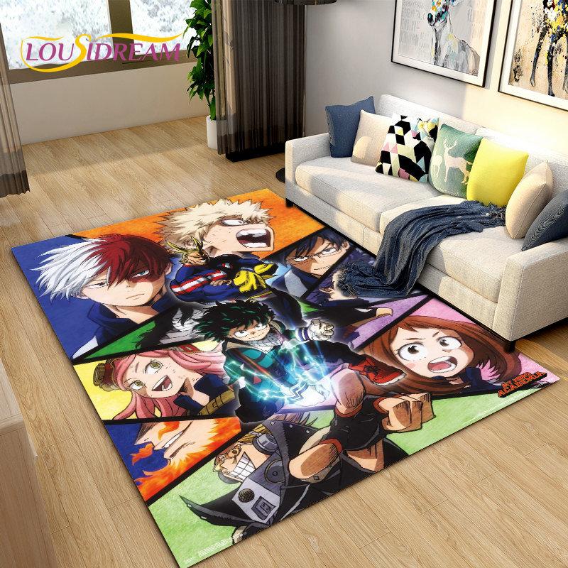 My Hero Academia, Japan Anime Area Koberec,Koberec Koberec do obývacího pokoje Ložnice Pohovka Dekorace rohožky, Protiskluzová podložka pro děti na hraní