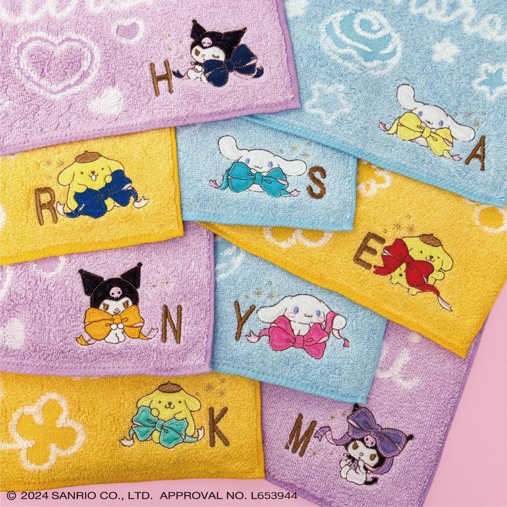 Towel Museum Sanrio Big Ribbon Pompompurin Towel Handkerchief YS Yellow Initial S 25 x 25 cm 28-2030072 Approx.