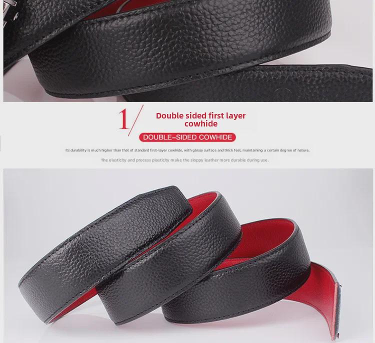 Мужской ремень с автоматической пряжкой красного цвета — стильный, универсальный, самый продаваемый