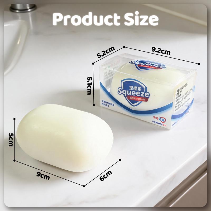 Giocattolo Squishy Antistress a Forma di Sapone Bianco, Gadget Fidget Spremibile in TPR a Rimbalzo Rapido, Giocattolo Sensoriale ASMR per Sollievo dallo Stress