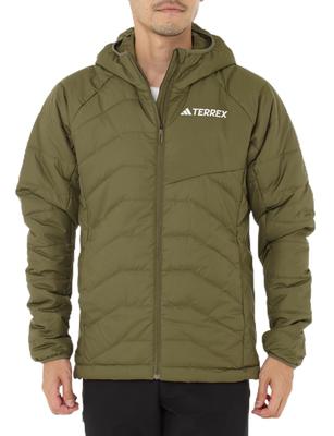 מעיל מבודד עם קפוצ'ון Adidas Terrex JMS27 זית שכבות מרובות סינתטי לגברים (IM7681) י/מ