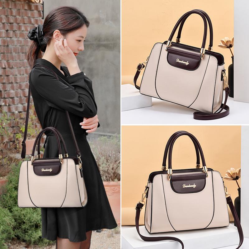 Women's bag 2025 new trendy simple portable women's big bag fashionable and elegant large capacity contrasting color shoulder messenger bag
