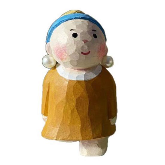 Hand Carved Artistic Figure Painting Character Figurine Small Wooden Oil Collectible Handmade Carving A