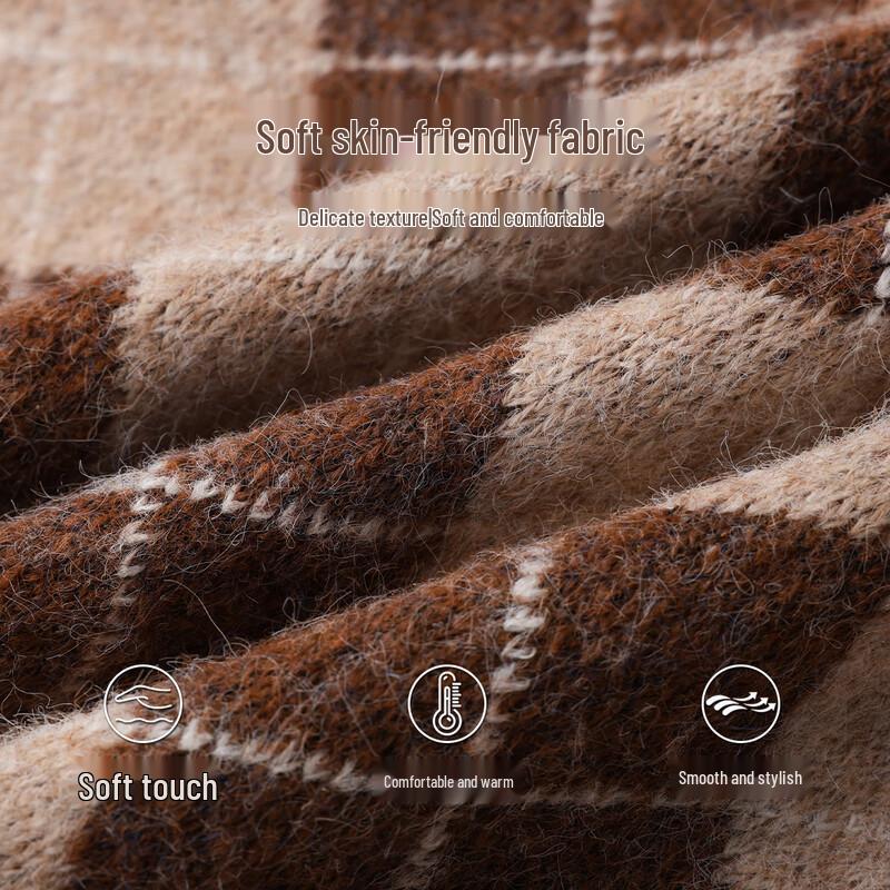 Women's Wool Blend V-Neck Contrast Diamond Knit Sweater