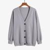 Autumn and Winter Women's Knitted Sweater Loose Lazy Wind V-neck Jacket Thickened Cardigan Popular Fat M Coat