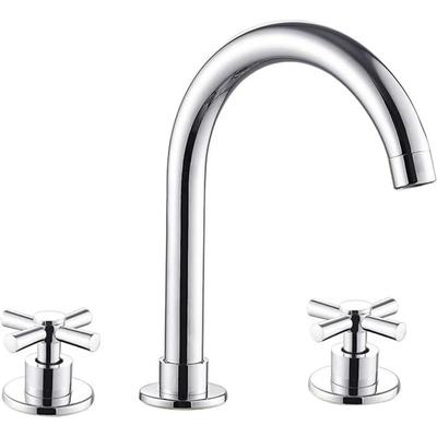 Rubinetto Lavabo Cromo 3 Fori Rubinetto Lavabo Ottone Miscelatore per Lavabo Bagno 3 Fori-Cromo