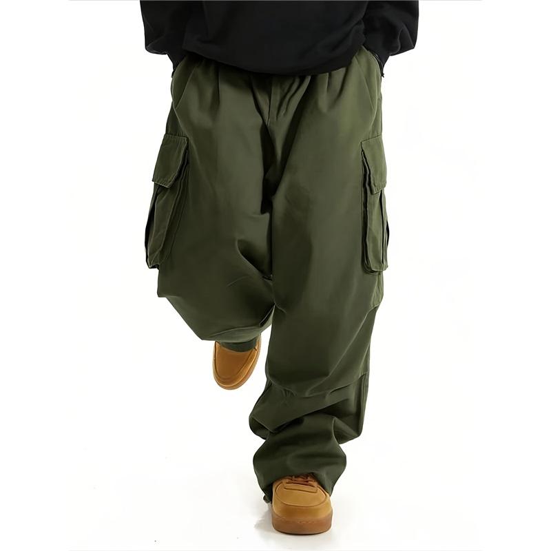 Men's Summer American Retro Overalls, All-match Solid Color, Outdoor Slim Straight Casual Trousers