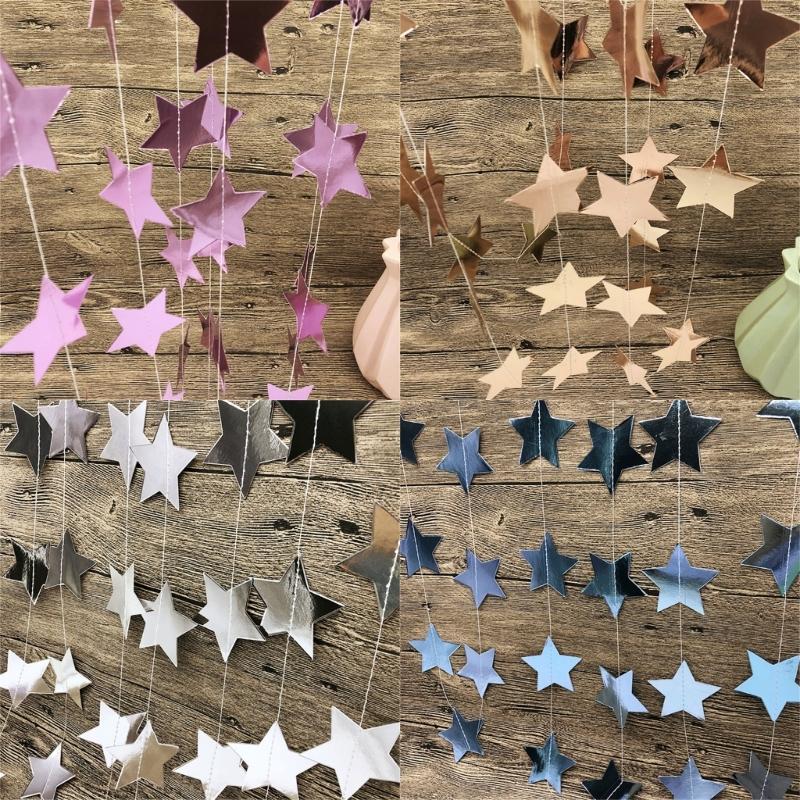 Elegant Star Garlands Decoration Glitters Paper Streame Festival Ornament for Birthday Party Supplies Daily Casual Use