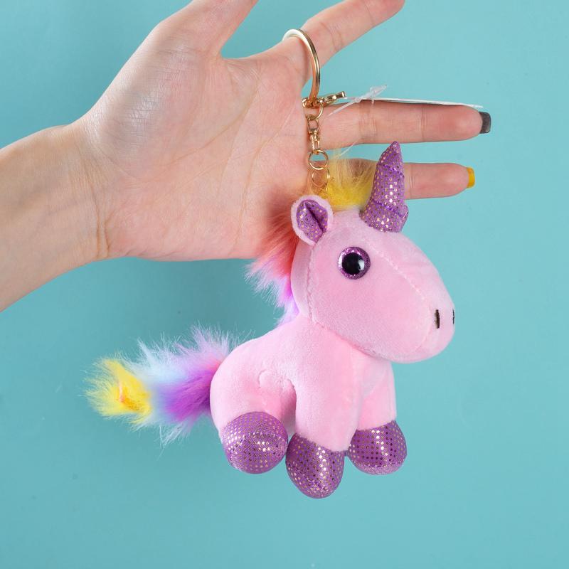 Unicorn Theme Hanging Pendants Soft Stuffed Plush Toys Cute Rainbow Horse Keychian Backpack Charm Gifts For Girls Birthday