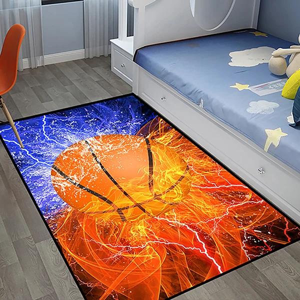 Creative Sports Area Rug Healthy ExerciseTeen Fantastic Basketball Enthusiast Carpet for Home Decor Kid Room ,Etc.