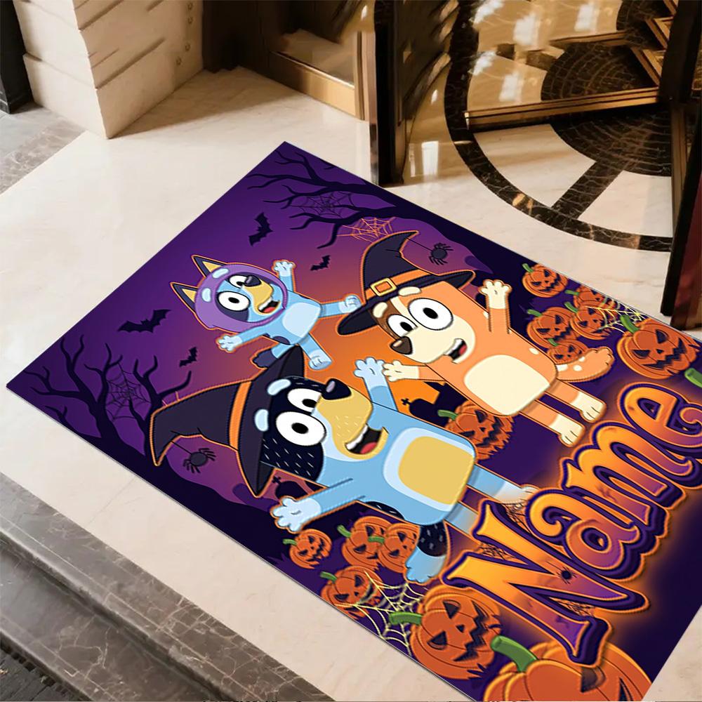 Bluey's Festive Family Personalized Name Floor Mat Suitable for Bedrooms Dormitory Living Rooms Balcony Antislip Carpet Office home decor