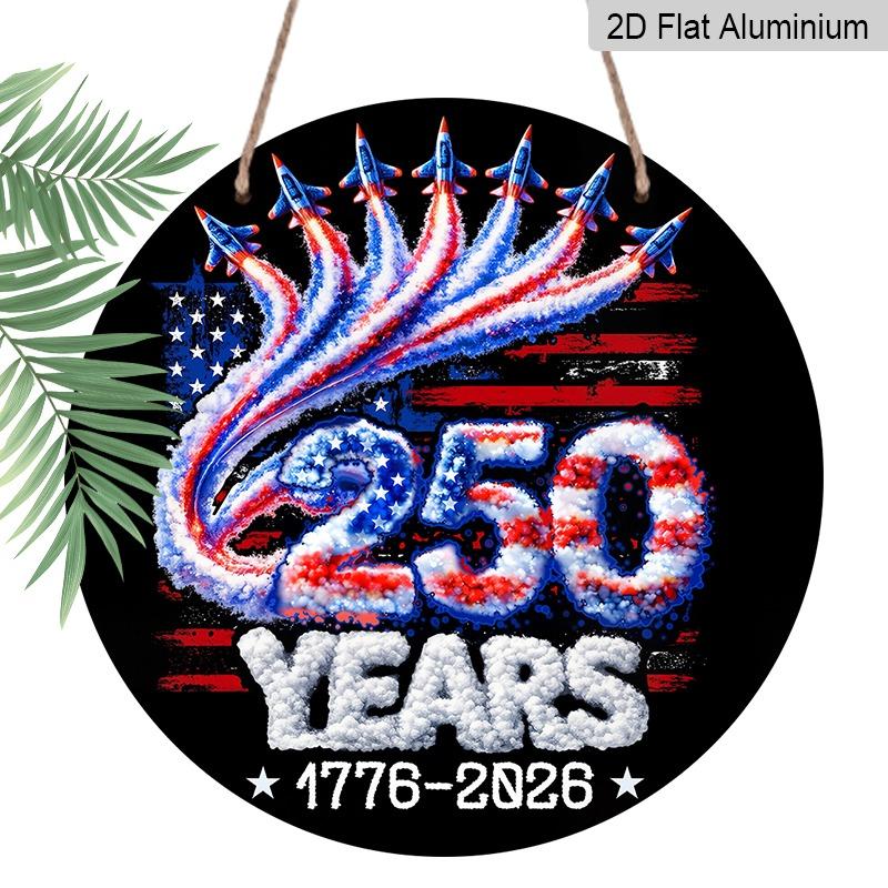 

2D Flat Aluminum Wall Decals in Various Sizes. Featuring An Independence Day Theme, 250th Anniversary Fighter Jets, and Colored Smoke Design. Ideal 7.87×7.87inch