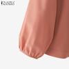 ZANZEA Women Casual Bows V-Neck Summer 3/4 Sleeve Blouse