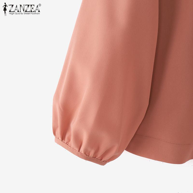 ZANZEA Women Casual Bows V-Neck Summer 3/4 Sleeve Blouse