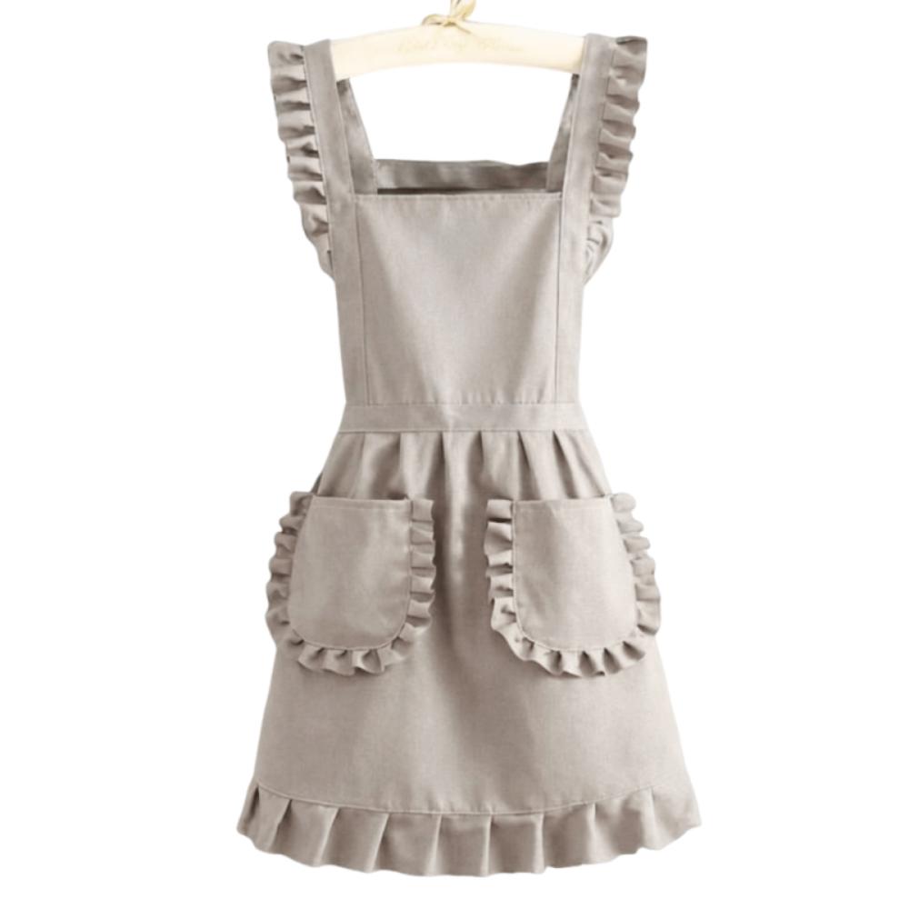 Cute Korean Style Apron Simple Waiter Sleeveless Apron Catering Work Clothes Baking бежевый