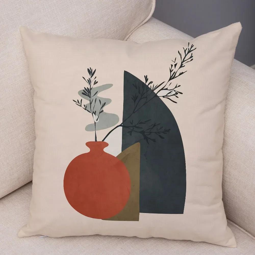 Nordic Style Plant Tree Cushion Cover Decor Geometric Abstract Modern Art Pillow Case for Sofa Home Super Soft Plush Pillowcase