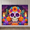 1 piece, made of polyester, with a Mexican Day of the Dead theme background fabric, for family gatherings decoration