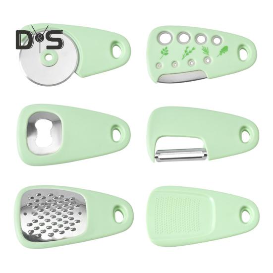 

6 шт./компл. кухонный гаджет измельчитель чеснока овощерезка овощечистка терка резак для пиццы резак для трав открывалка для бутылок экономия места кулинарные аксессуары для зелёный