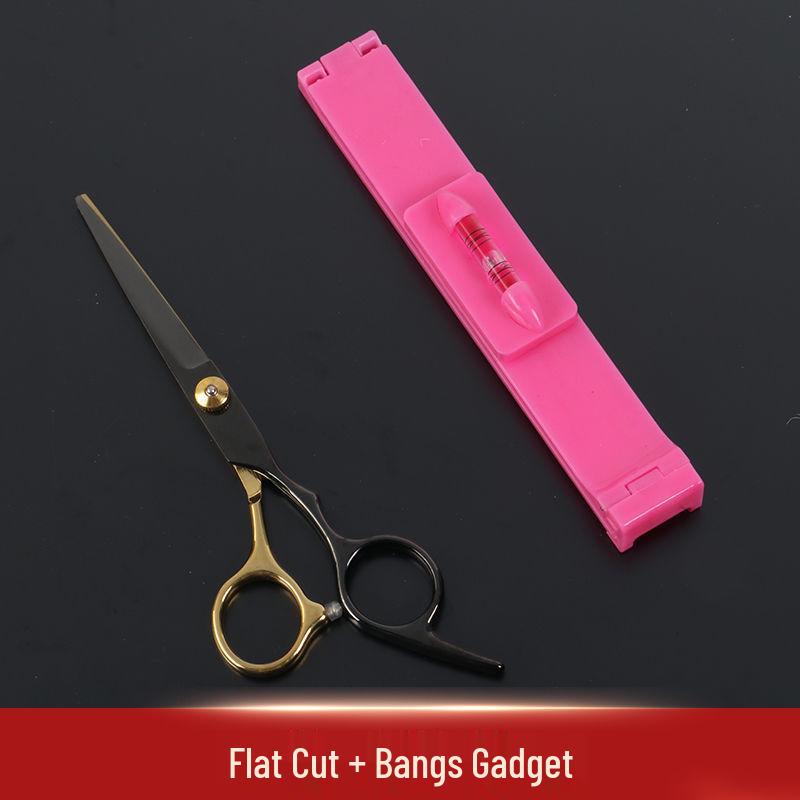 Black Gold Hairdressing Scissors Set: Flat Cut & Thinning Scissors for Women - Perfect for Home Haircuts and Bangs.