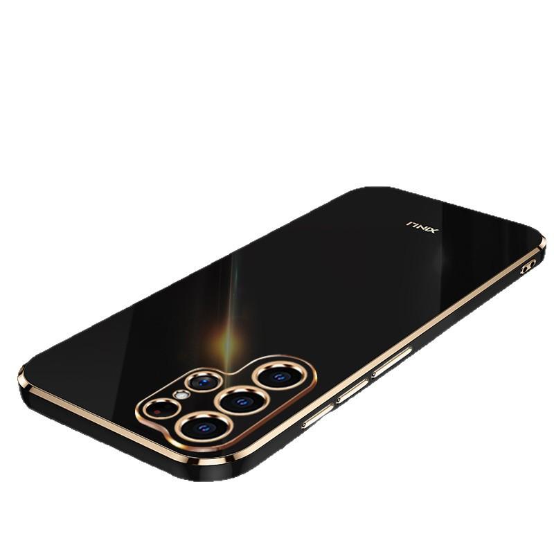 6D straight edge electroplating is suitable for Samsung S25Ultra mobile phone case s24 + fine hole A17 anti-drop A56 protective case