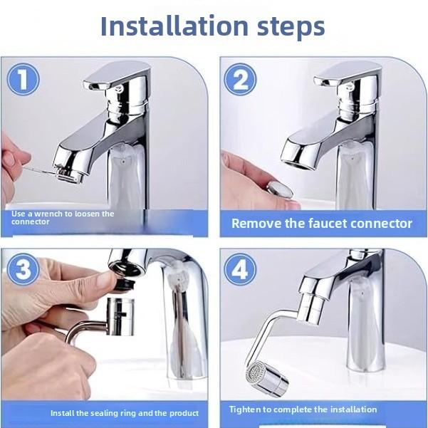 Universal Swivel Faucet Mechanical Arm Bathroom Sink Faucet Nozzle Extender Rotatable Full Copper Faucet Aerator Dual Outlet