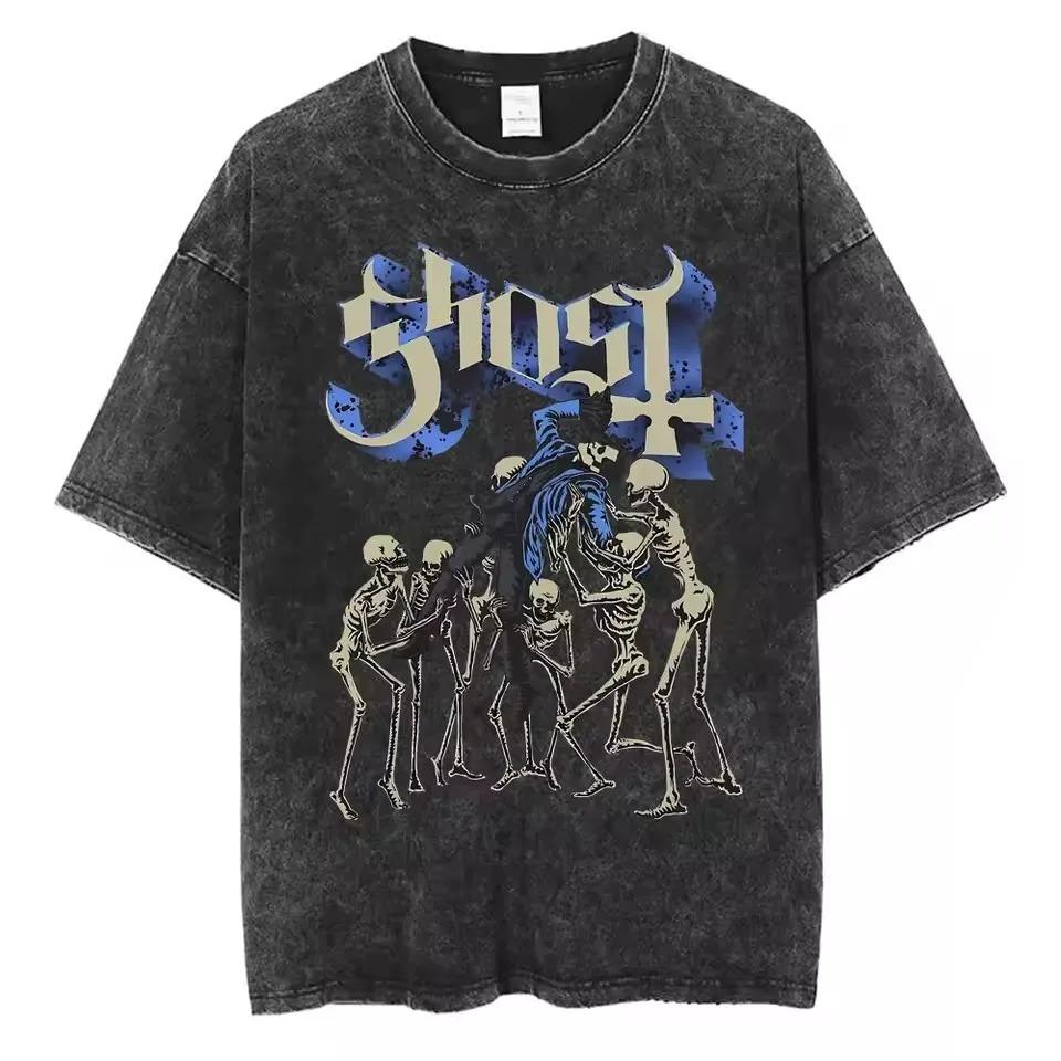 

2026 Ghost Band Прана Вінтажний Скелет Рок Футболка з коротким рукавом з круглим вирізом Y2k Футболка Унісекс Одяг Новинка Футболки Унісекс Футболка XL бежевий
