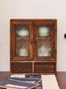 Solid Wood Glass Tea Set Display & Storage Box with Drawer