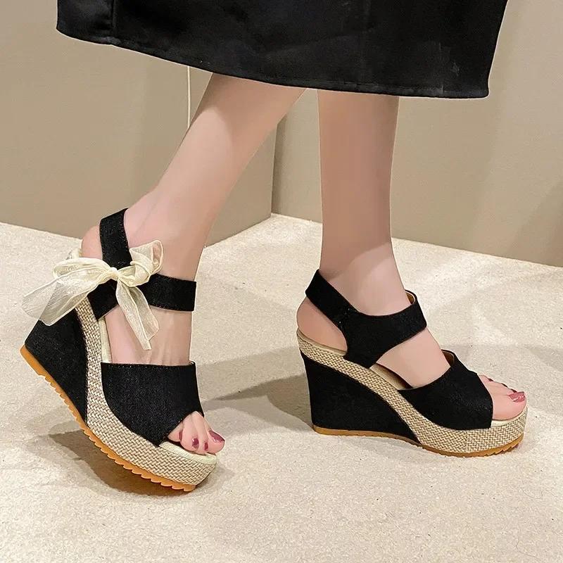 High Quality Women's Shoes Plus Size Women's Sandals Peep Toe Dress Sandals Women New Round Toe Wedge Sandals