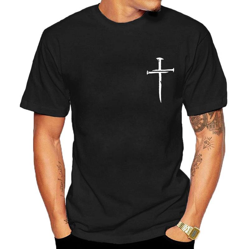 Unisexs Crew Neck Short Sleeve T Shirt Nail Cross Faith Graphic Tee Minimal Religious Art Casual Unisexs For Church Daily Street Wear