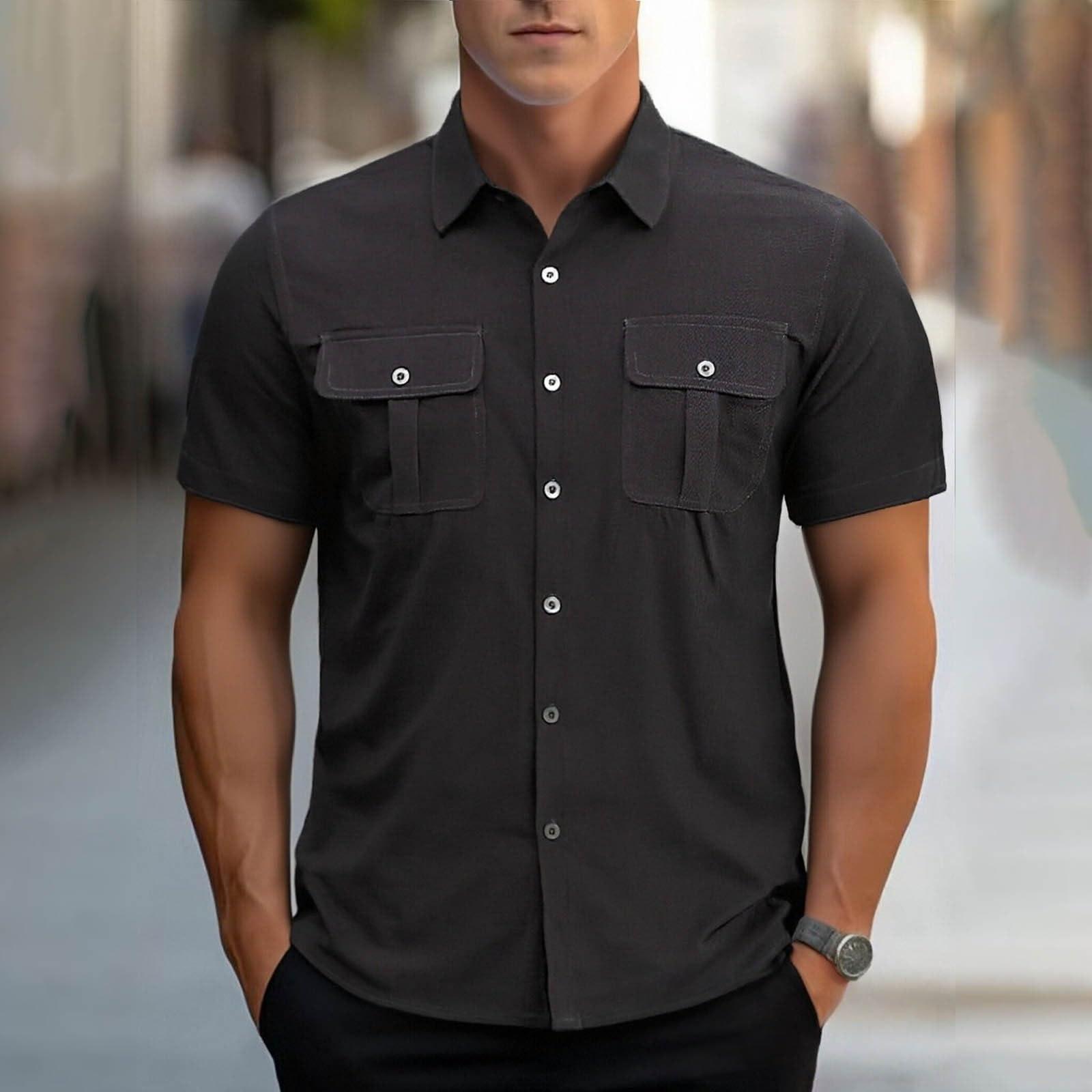 

Mens Corduroy Shirts Jacket Button Down Short Sleeve Work Shirts Shackets With Pocket Summer Lightweight Casual Tops S
