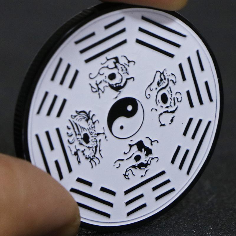 China's Four Great Divine Beasts, Tai Chi Rose Gold Plated Commemorative Medal, Play Coin, Creative Love Gold Coin, Nickel Ancient Silver Coin