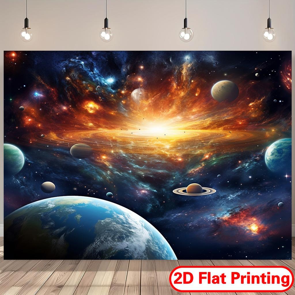 2D Flat Printing Banner for Galaxy & Solar System Tapestry - Space-Themed Wall Hanging for Bedroom, Living Room, Dorm Decor