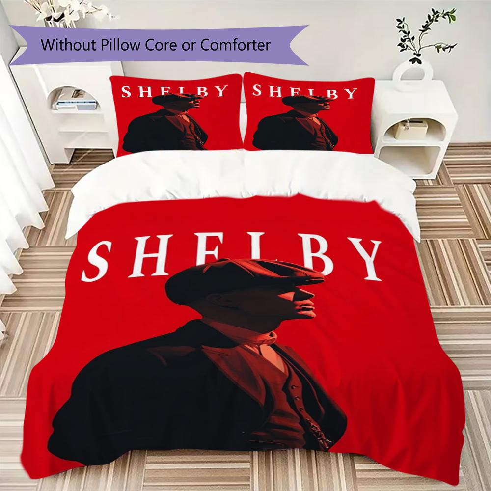 Thomas Shelby Pattern Bedding,Quilt Set Quilt Cover Pillowcase Home Birthday Gift(1 * Duvet Cover + 2 * Pillowcase, Without Core)_lx
