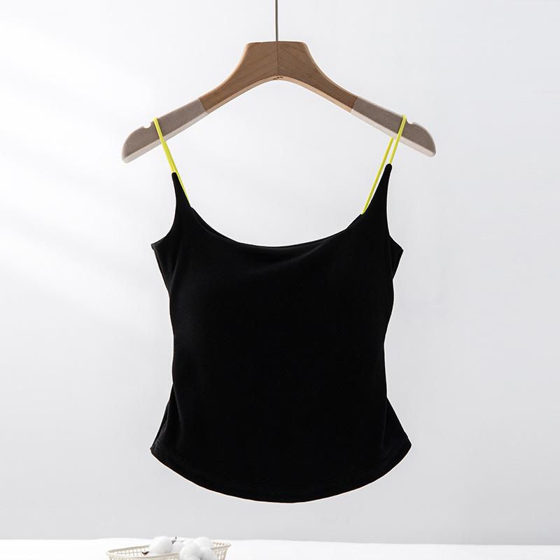 

Тонкие плечевые лямки и цветной жилет-подвеска крест-накрест для женщин с внутренним бельем Новый бюстгальтер с нагрудной подушечкой Бюстгальтер Цельный жилет Базовый топ One size