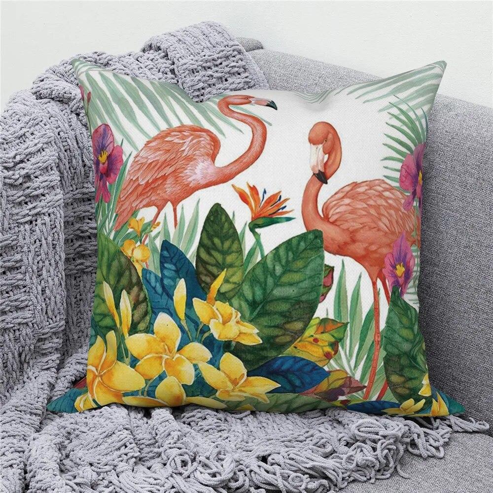 

Декоративная наволочка для домашнего декора, диван, декоративная тропическая птица, фламинго, животное, растение, подушка 40x40cm