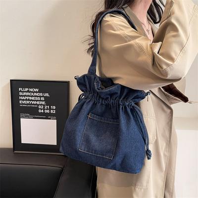 Bolsa jeans feminina bolsa de cordão bolsa de ombro bolsa tiracolo