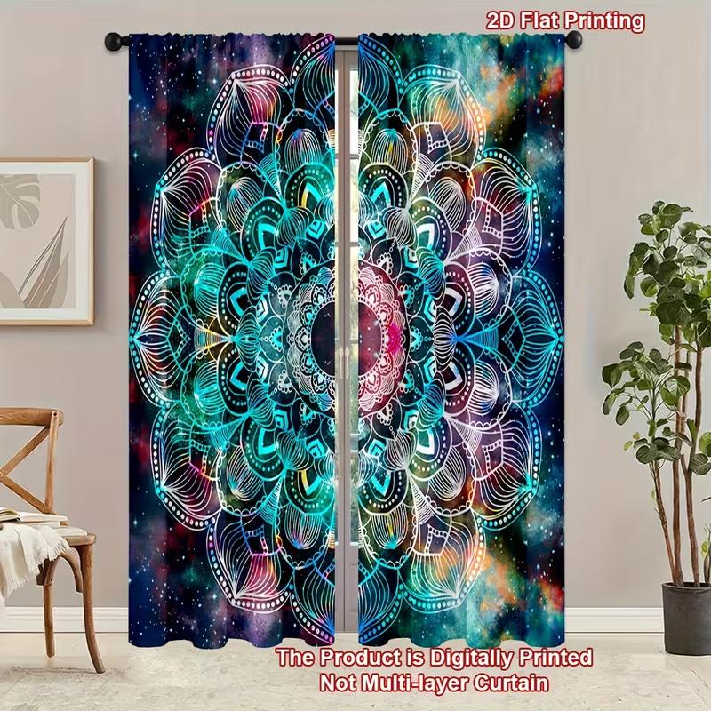 Mandala Print Curtains Suitable Bedroom Living Room Kitchen Decoration Home Window Set Of 2 Made Polyester Sitting Decor
