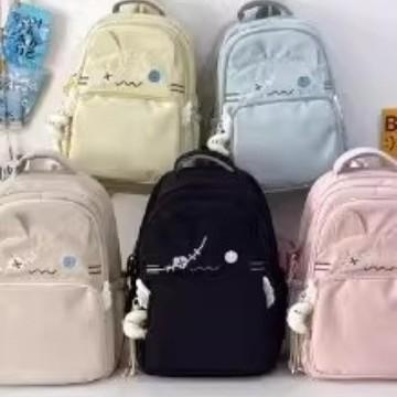Schoolbag Large-capacity Casual Backpack College Student Schoolbag Cat Cute Cute Female Campus Simple Niche Design Bag