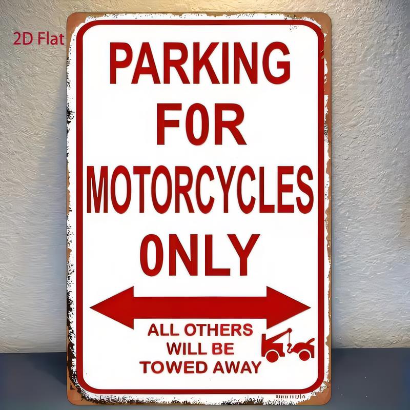 Tin Sign PARKING FOR MOTORCYCLES ONLY Vintage Red White Road Sign Metal Wall Art Home Garage Bar Decor Retro Poster Plaque No