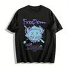 Graffiti-Stil Bärenprint T-Shirt Thema Freiheit Lässiges lockeres Oberteil für Männer und Frauen Streetwear Reines Baumwoll-T-Shirt