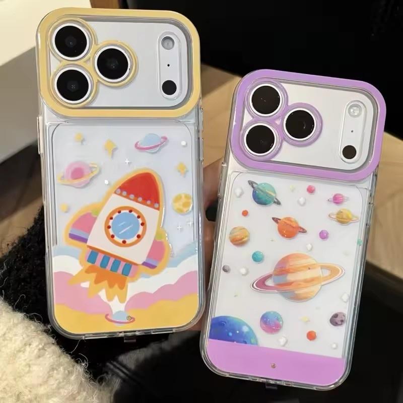 Illuminating call lights, flying saucer rocket phone cases suitable for iPhone 17 17Air 16 15 14 13 12 11 Promax XSMAX XR X