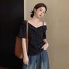 Summer new Korean chic style short-sleeved shirt women's sweet and spicy waist and thin explicit temperament small top A