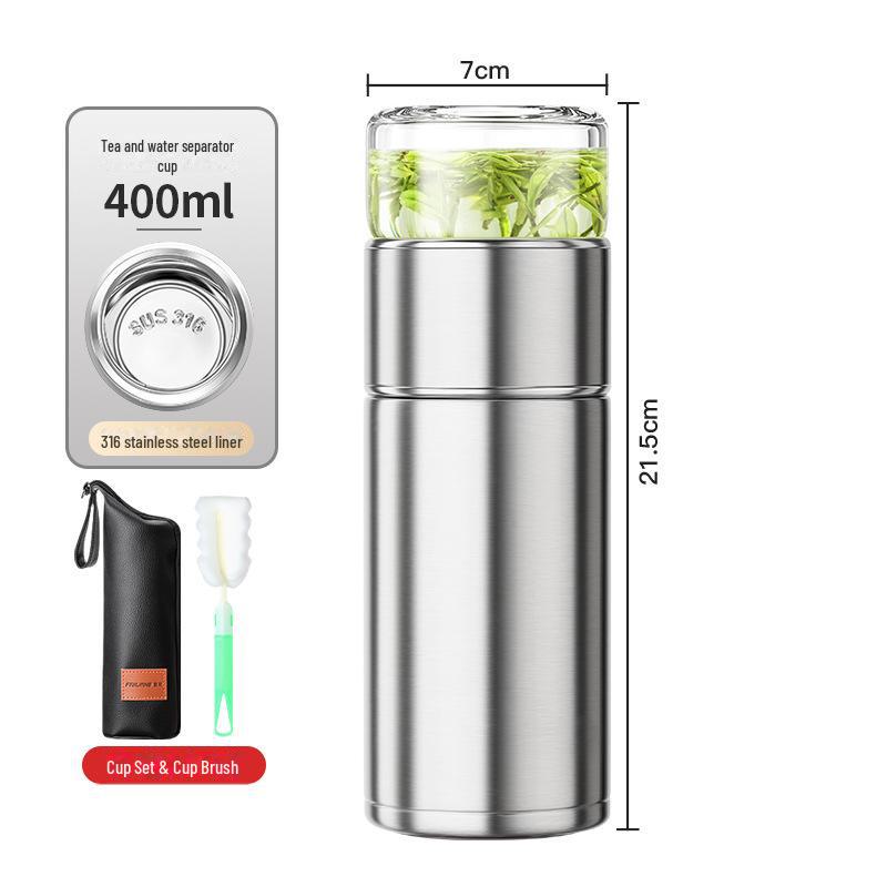 "Portable 316 Stainless Steel Tea Separator Thermos Cup - Unisex Design, Ideal for Tea Brewing and Gifting."