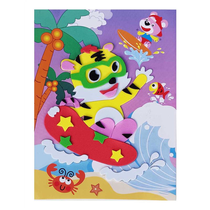 12 stk DIY Creative Cartoon Animal 3D EVA Thickened Sticker Puzzle Håndlaget tidlig læring pedagogiske leker for barn Barnegave