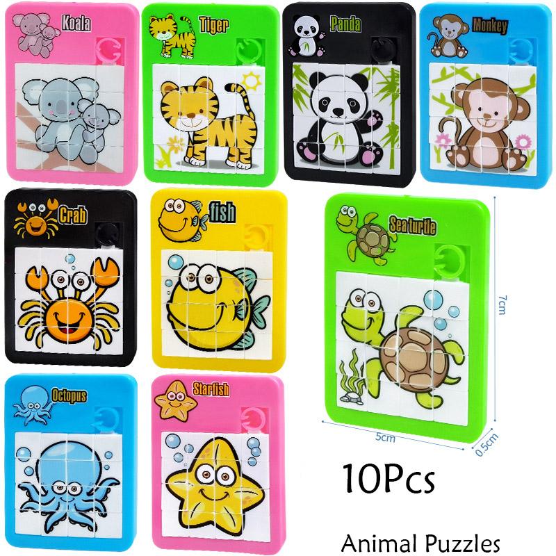 

10Pcs Cute Plastic Animal Jigsaw Puzzles Educational Toys for Kids Birthday Party Favors Pinata Fillers School Carnival Prizes