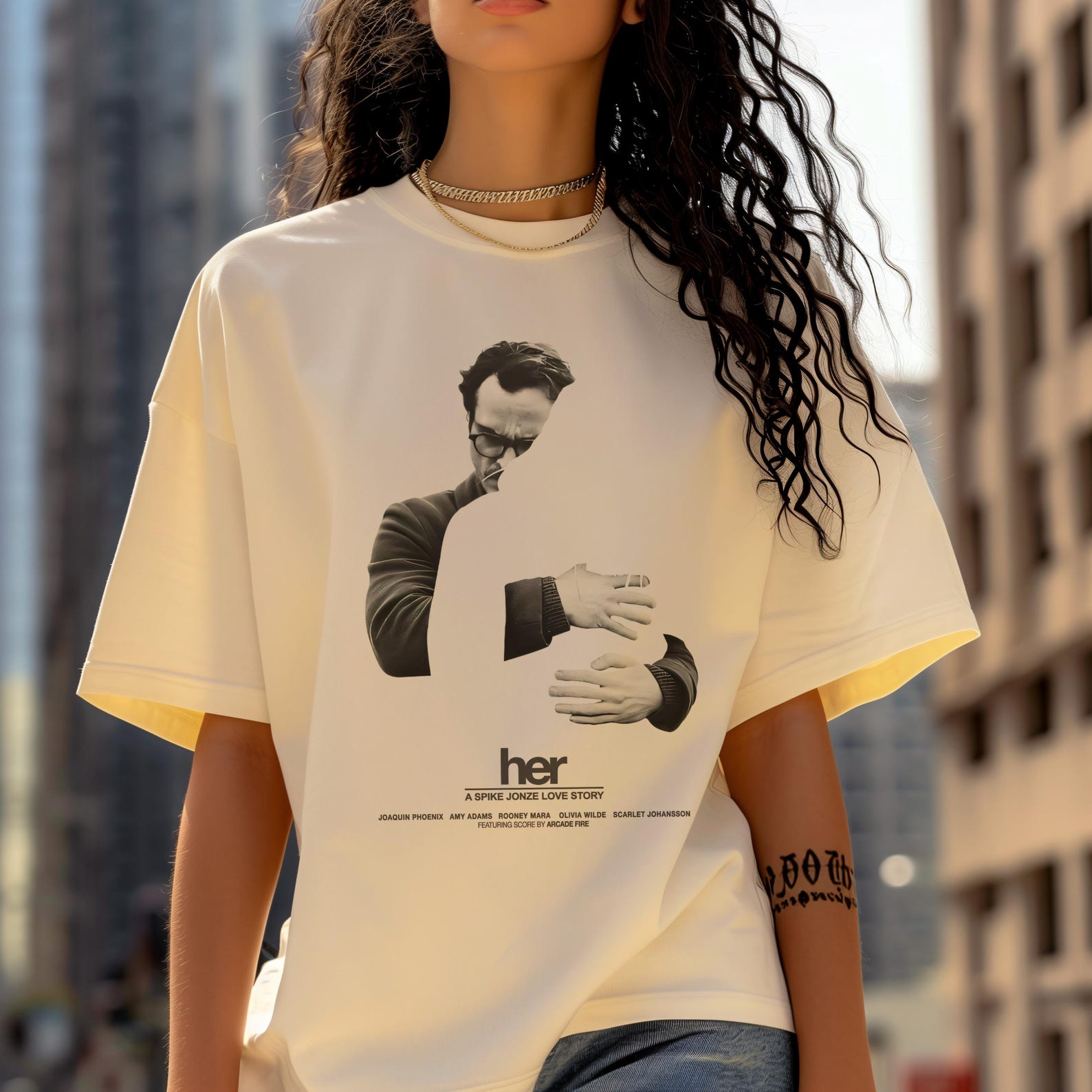 Her Movie TShirt - Joaquin Phoenix & Invisible Scarlett Johansson, Unique Film Tribute Tee 3XL
