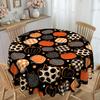 1 Halloween Tablecloth - Vintage Polka Dot Pumpkin, Durable Polyester Fabric For Round And Rectangular Dining Tables