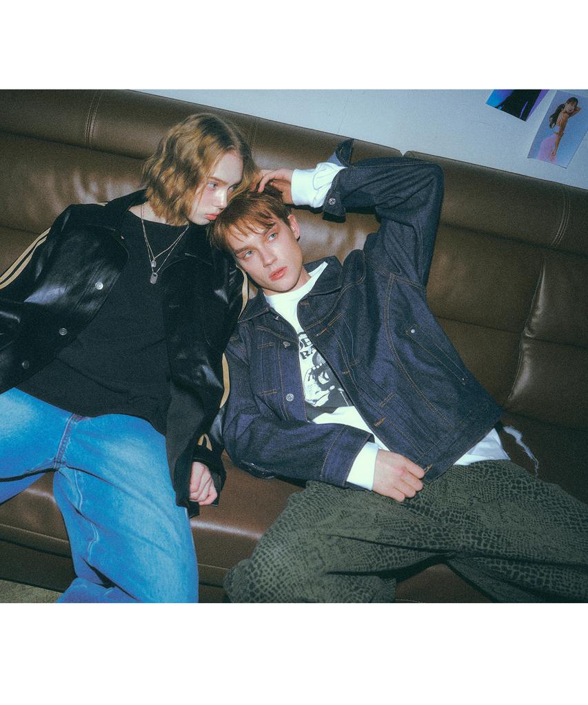Supersub Curved Denim Trucker Jacket - Indigo Blue